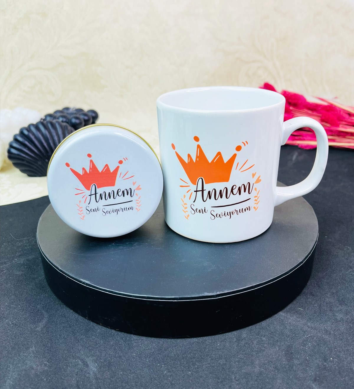 Annem Seni Seviyorum Tasarımlı Kokulu Mum Ve Kupa Set giftmodaGmhs101615