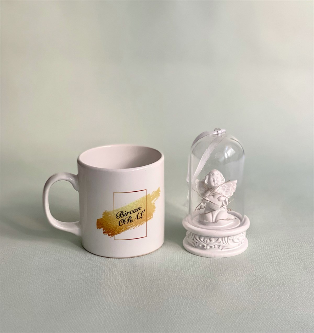 Kişiye Özel Kupa Ve Işıklı Melek Kalp Biblo SetGiftmodaGmhs101156