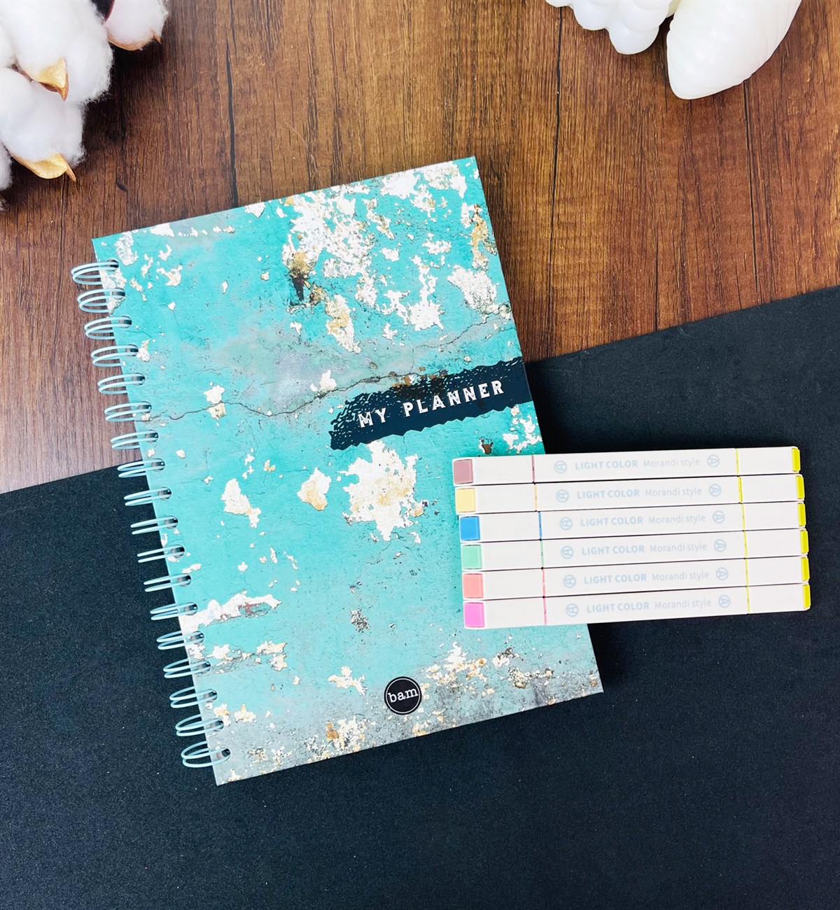 Paslı Demir Tasarımlı Konuşan Ajanda Ve 6'lı Morandi Tarzı Çift Taraflı Marker Kalem SetgiftmodaGmhs101414