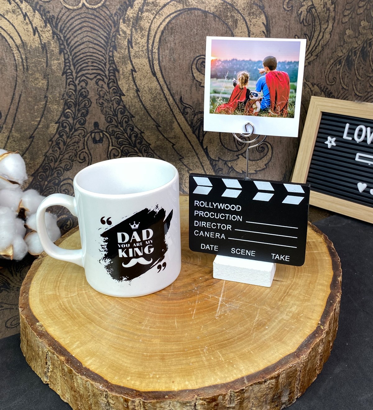 Kişiye Özel Klaket Not Tutucu Ve Kral Baba Kupa Bardak SetgiftmodaGmhs101679