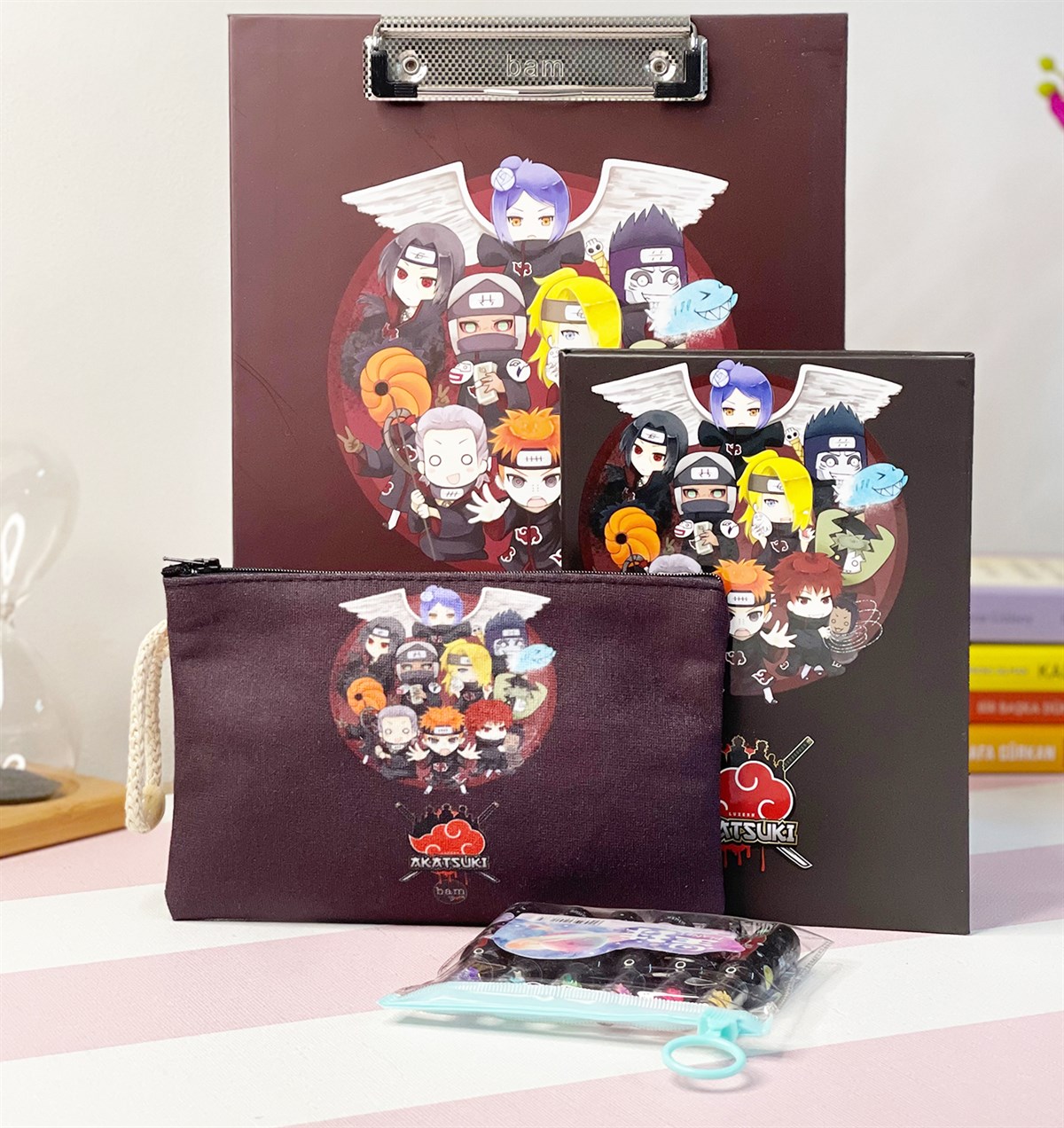 Akatsukı Hero Tasarımlı Sekreterlik Kalemlik Lastikli Defter Ve Galaxy KalemgiftmodaGmhs101204