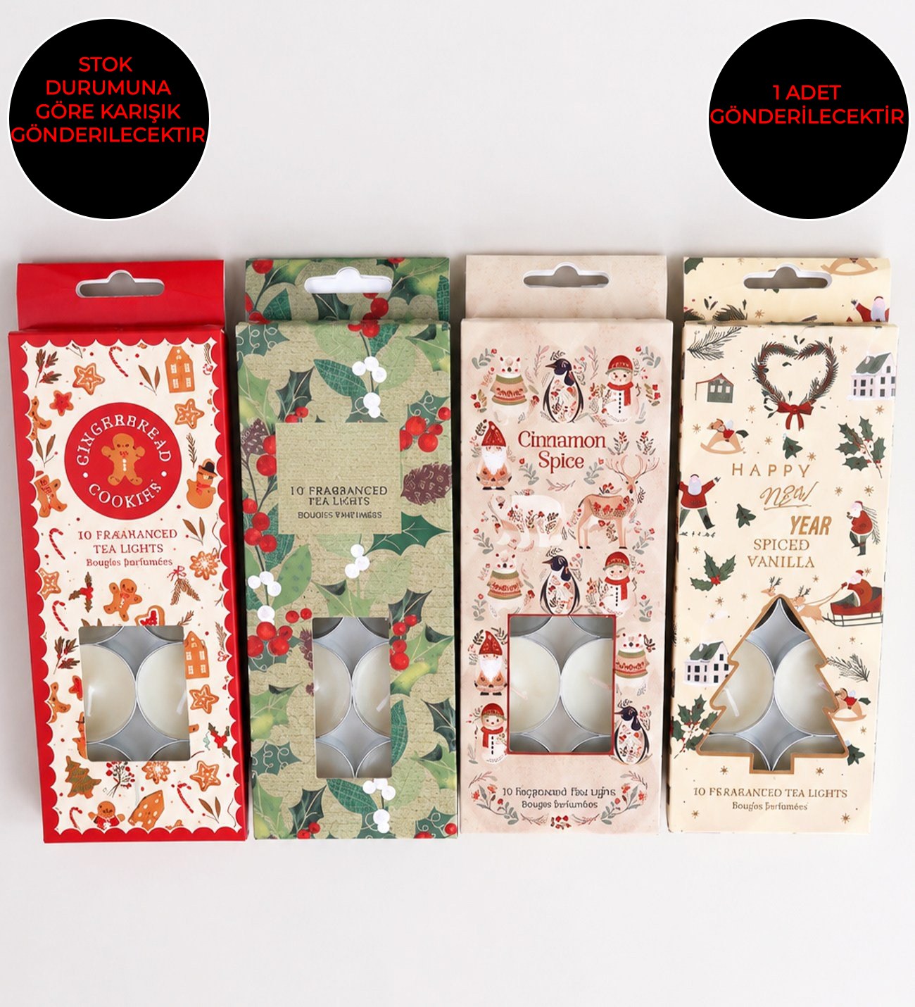 Kokulu Yılbaşı ve Botanik Tealight Mum Seti 10'LugiftmodaBM-2634