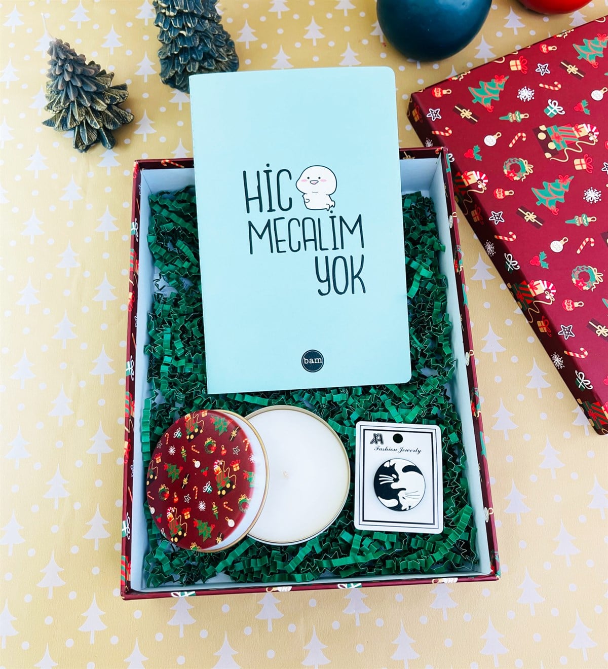Hiç Mecalim Yok Mumlu Kırmızı Yılbaşı Hediye SetigiftmodaGmhs101851