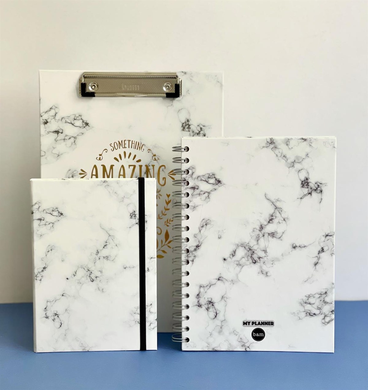  Beyaz Mermer Tasarımlı Konuşan Ajanda Lastikli Defter Ve Amazing Sekreterlik giftmodaGmhs101174