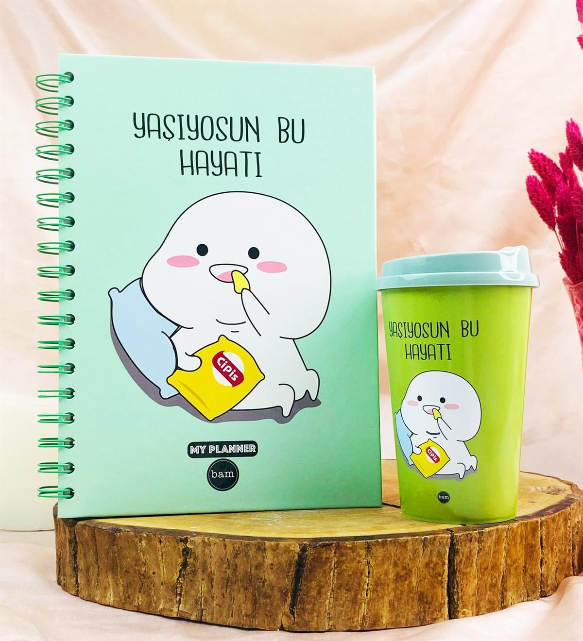 Yaşıyosun Bu Hayatı Tasarımlı Konuşan Ajanda Ve Kahve Bardağı SetgiftmodaGmhs101962