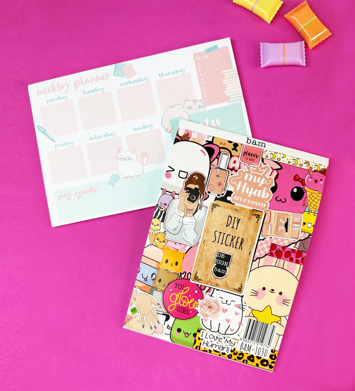 Kedi Klavye Önü Haftalık Planlayıcı Ve My DIY Sticker Kitabı SetgiftmodaGmhs101916