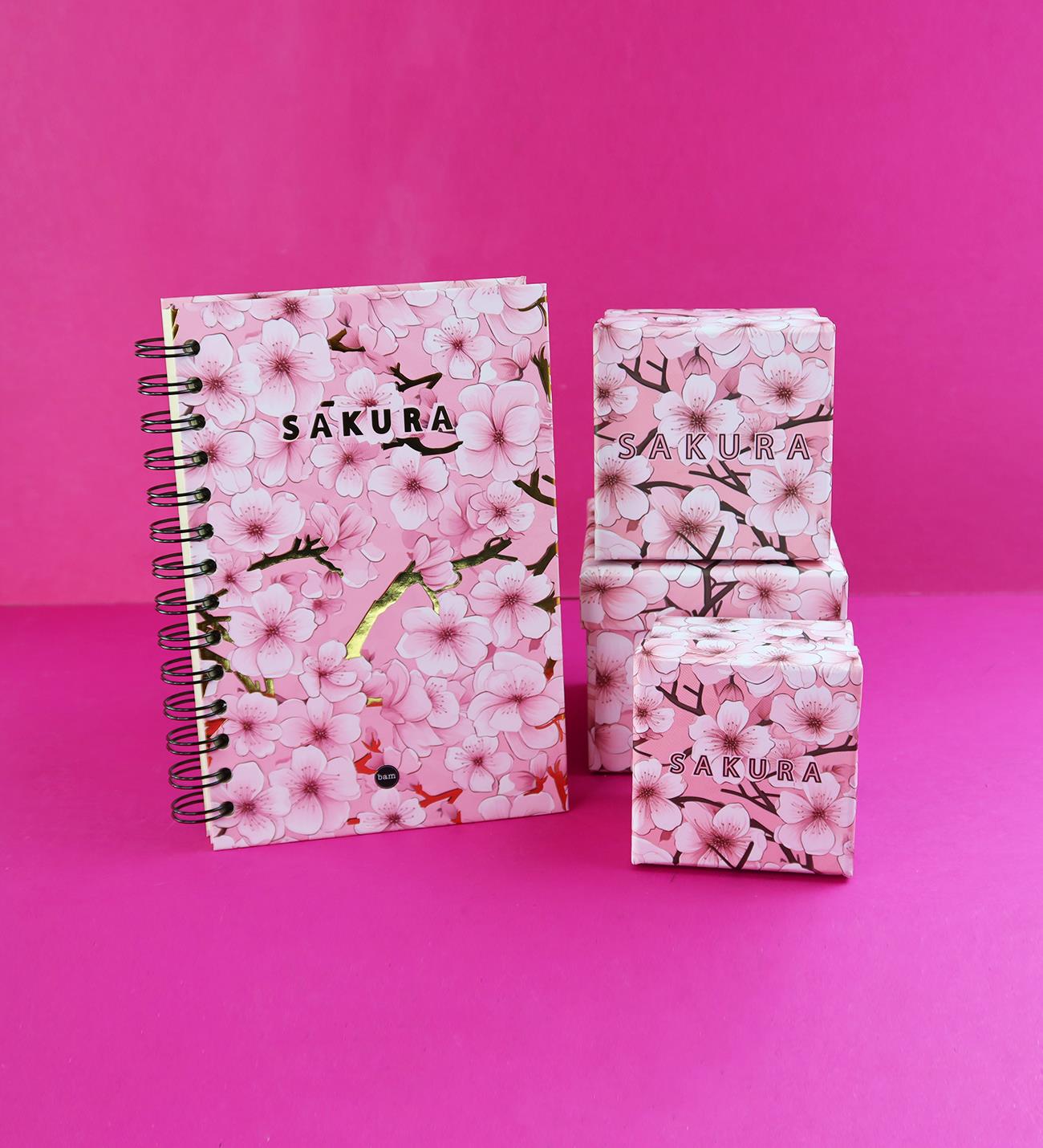 Pembe Sakura 3'lü Mini Hediye Kutusu ve Dot Defter, Doodle Book SetgiftmodaGmhs102075