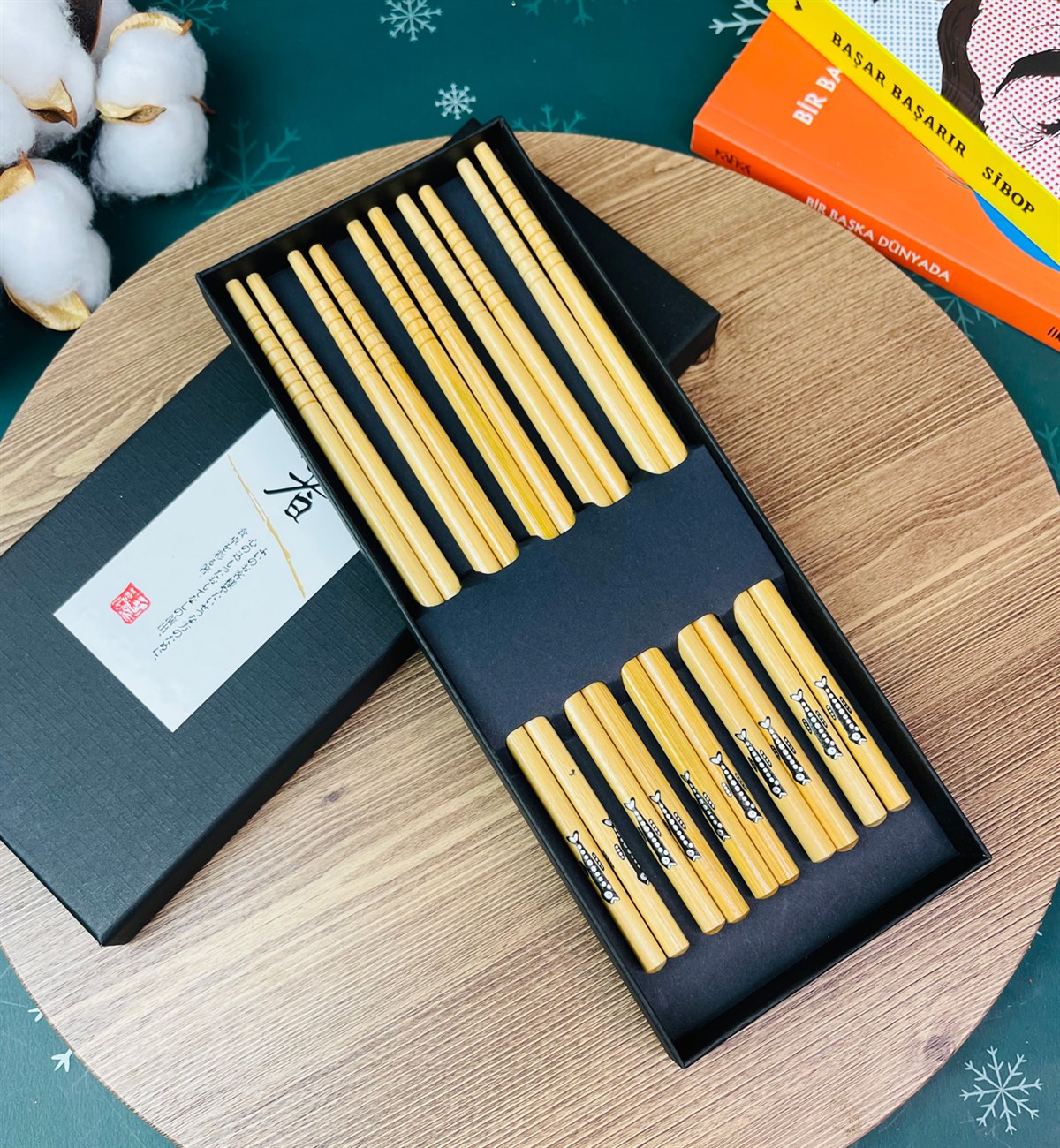 Büyük Balık Desenli Chopstick 5'li Set giftmodaGm-4300-6