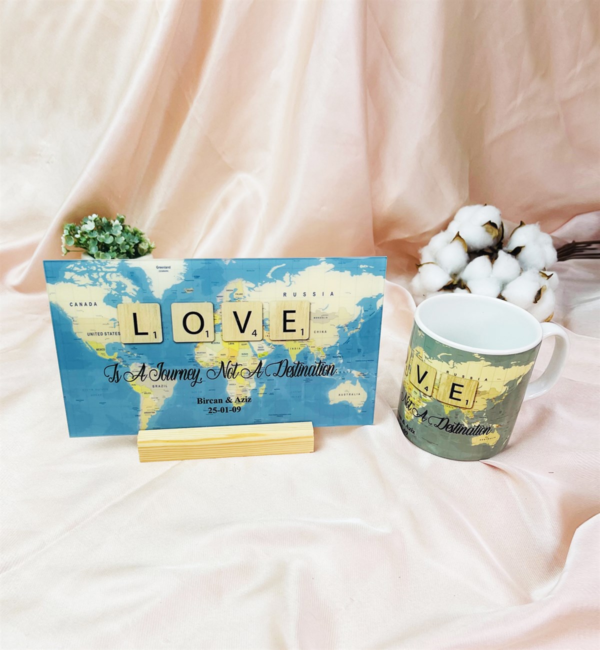 Kişiye Özel Love Travel Journal Tasarımlı Kupalı Hediye SetigiftmodaGmhs101561