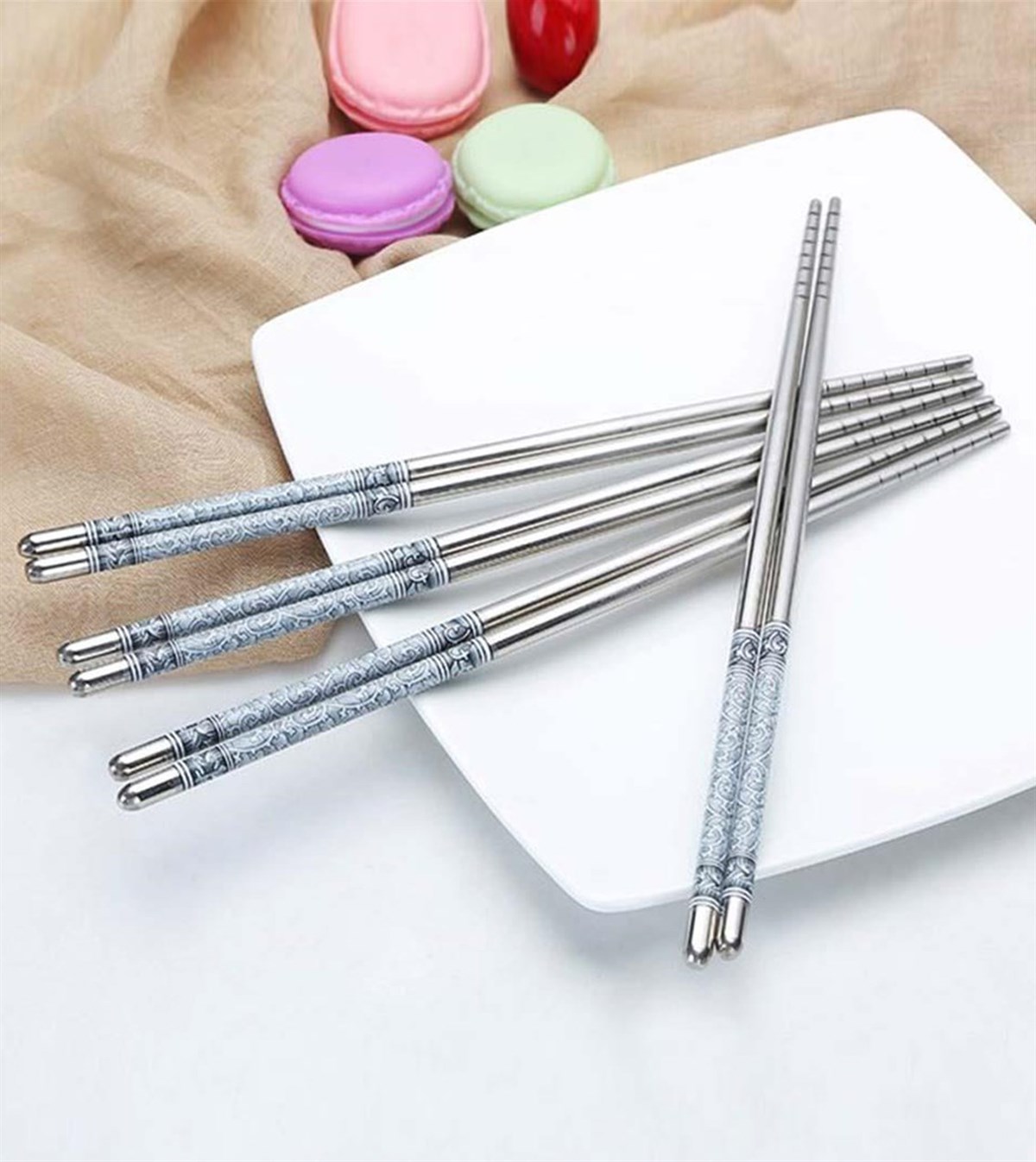 Desenli Metal Chopstick 5'ligiftmodaGM-4161