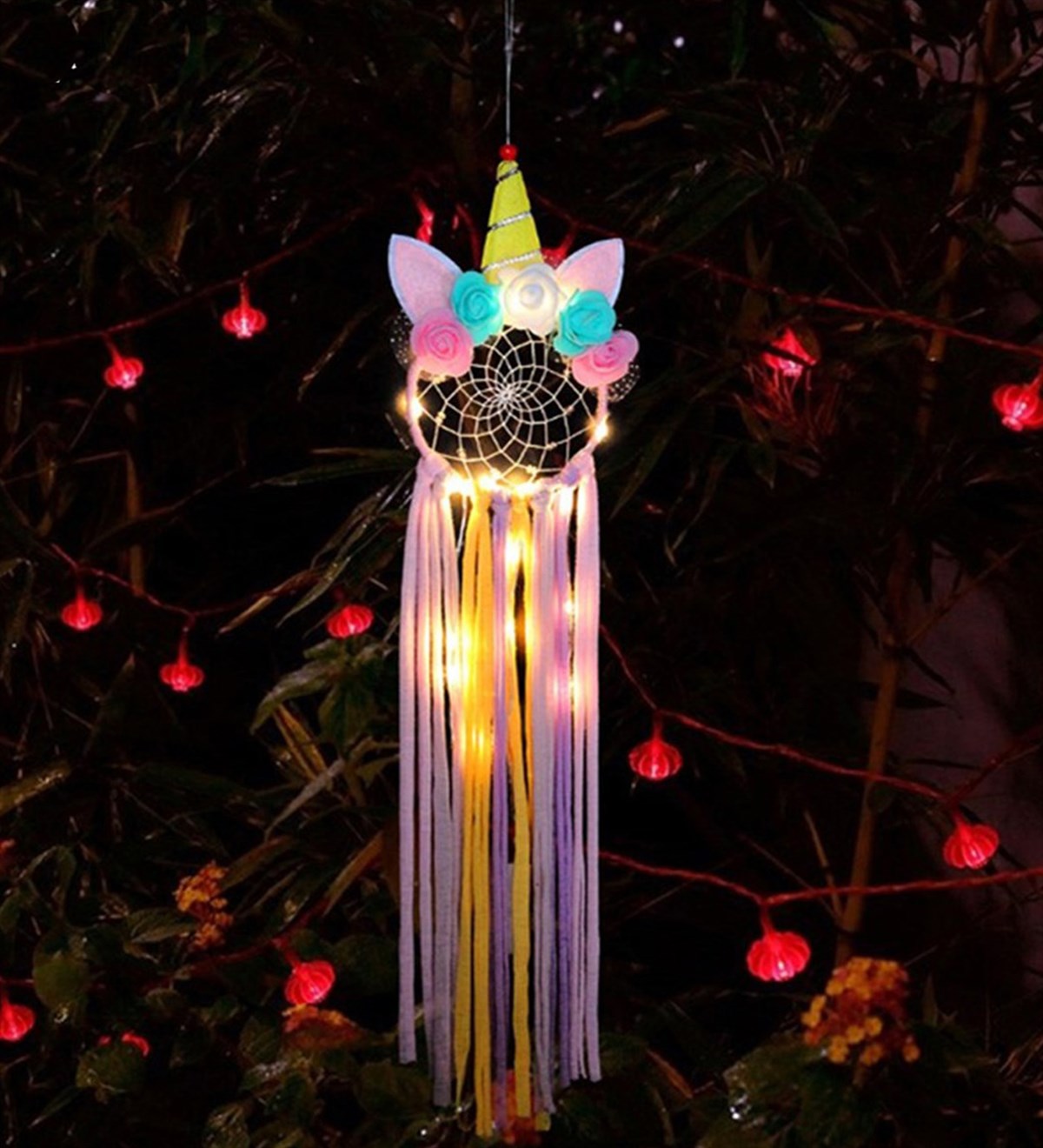 Işıklı Düş Kapanı Unicorn Renkli Dream CatcherGiftmodaGM-2519