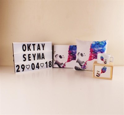 Işıklı Mesaj Panosu Light Box ve Özel Tasarım Panda Seti