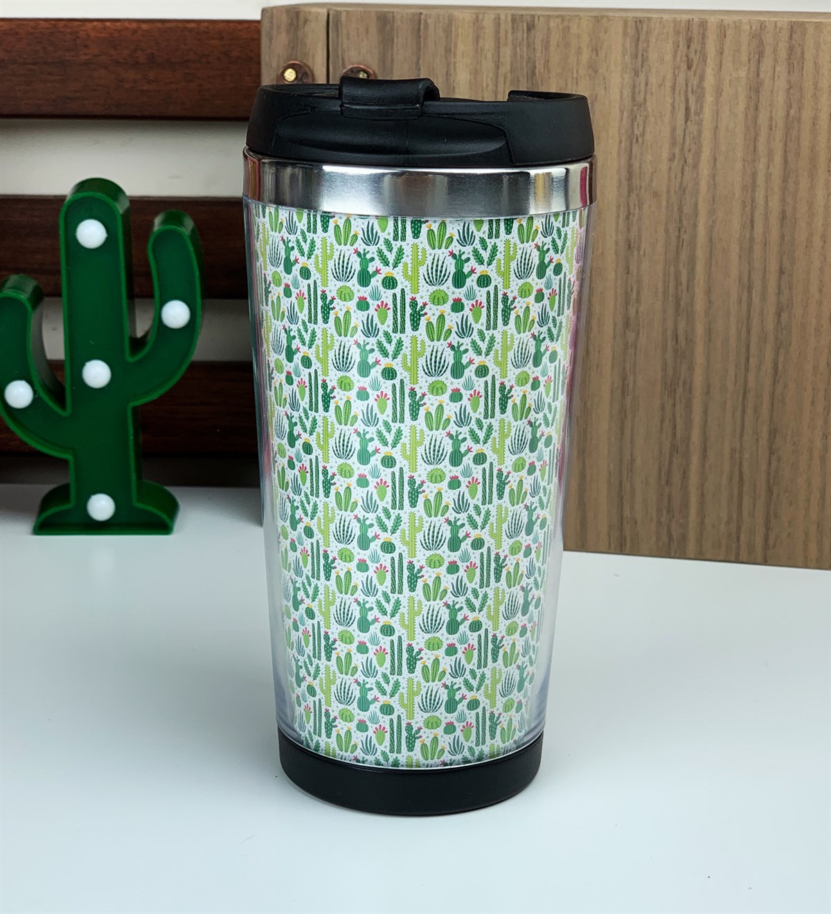 Kaktüs Tasarımlı Termos BardakGiftmodaKaktüs-Termos