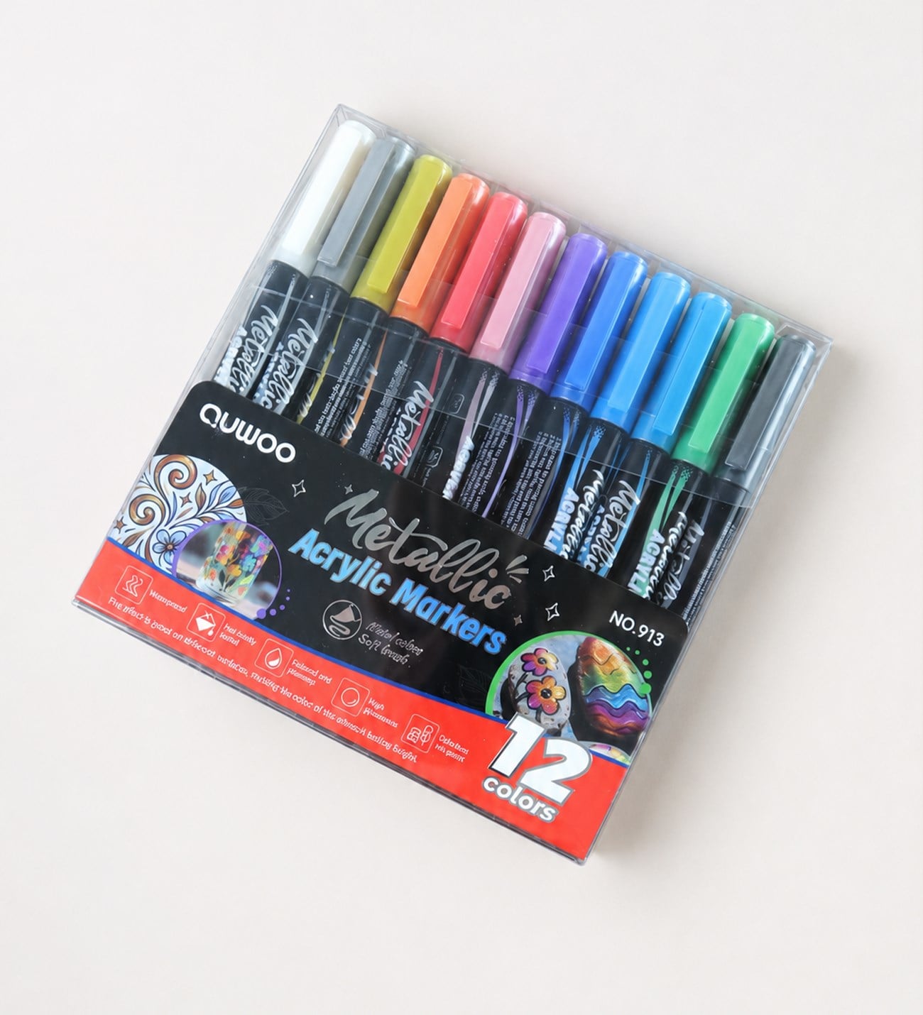  12 Renk Metalik Akrilik Kalem SetgiftmodaBM-2508