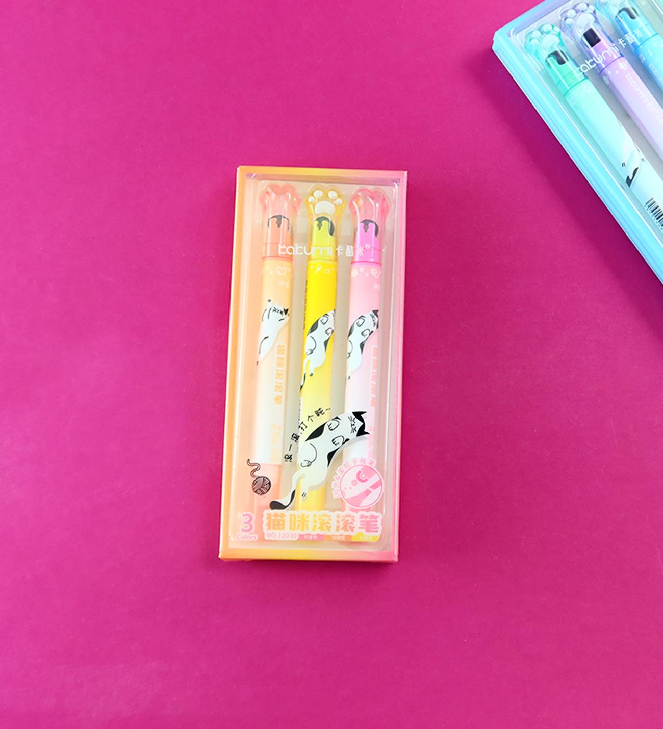 Çift Taraflı Kedi Pati Desenli Roller Kalem SetigiftmodaBm-2183