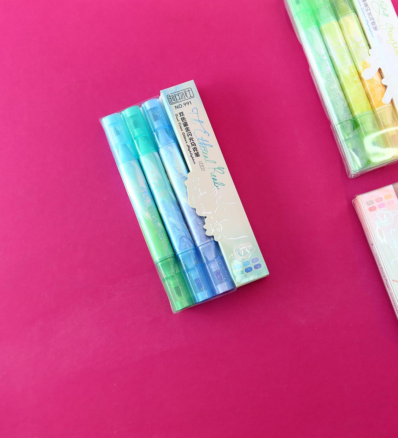 Pastel Tonlu Çift Uçlu Fosforlu Kalem Seti – 3'lügiftmodaBM-2189