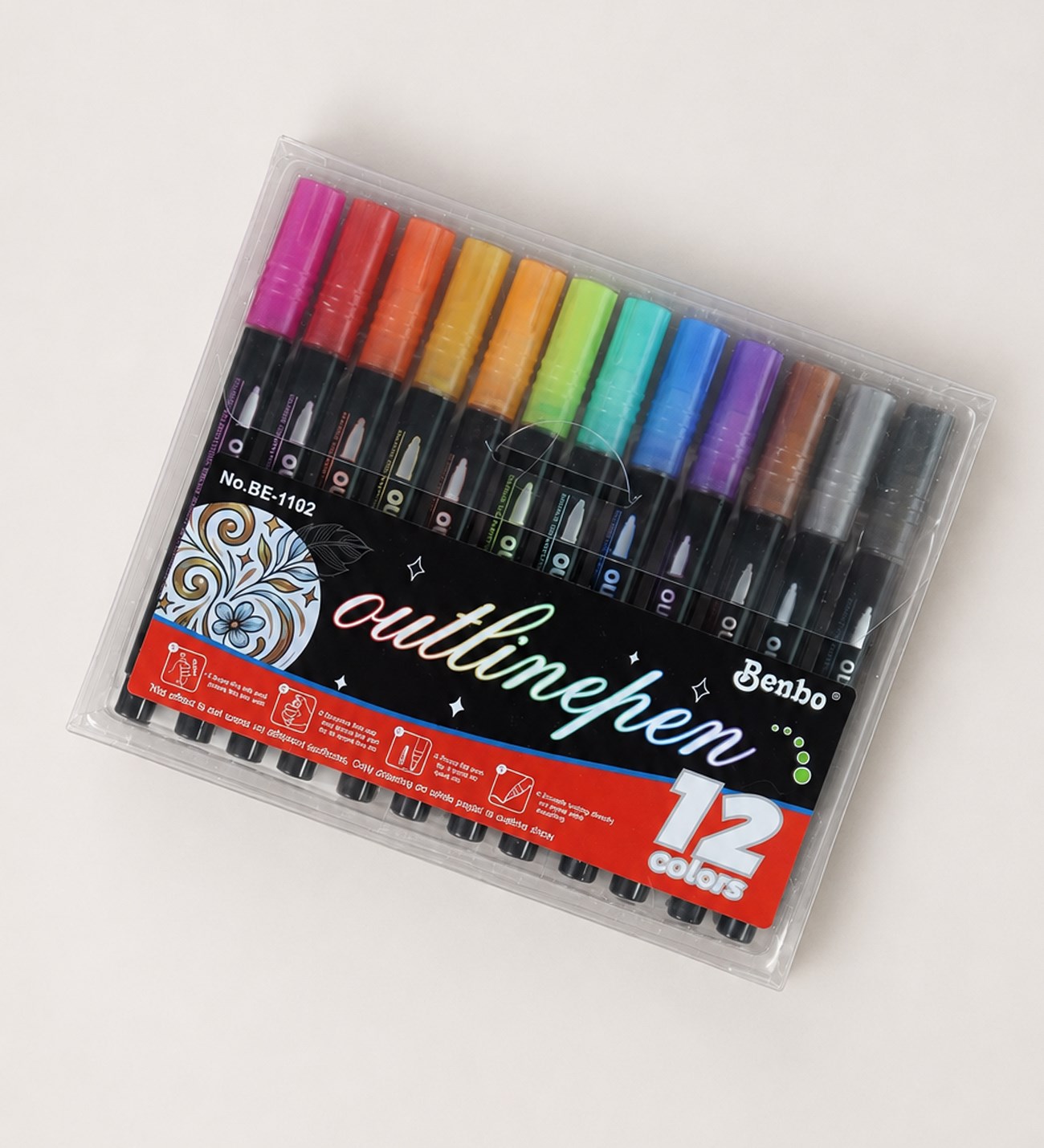 12 Renk Gümüş Yaldızlı Marker SetgiftmodaBM-2510