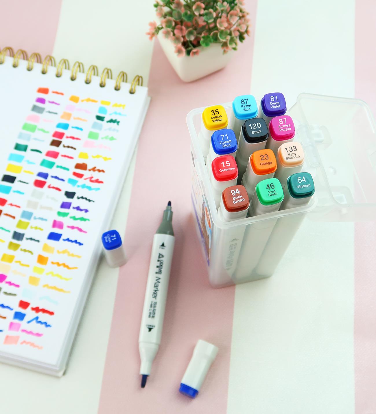 Bam Çift Taraflı 12'li Marker Kalem Seti – Taşıma KutulugiftmodaBM-1816-12	