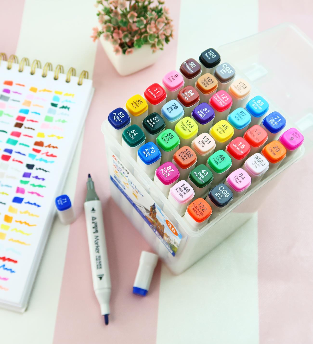 Bam Çift Taraflı 36'lı Marker Kalem Seti – Taşıma KutulugiftmodaBM-1816-36