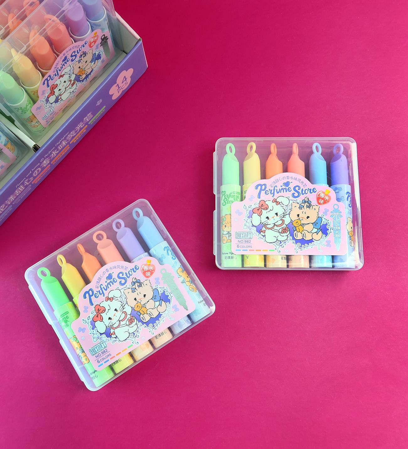 Perfume Store Çiçek Kokulu Fosforlu Kalem Seti – 6 RenkgiftmodaBM-2187