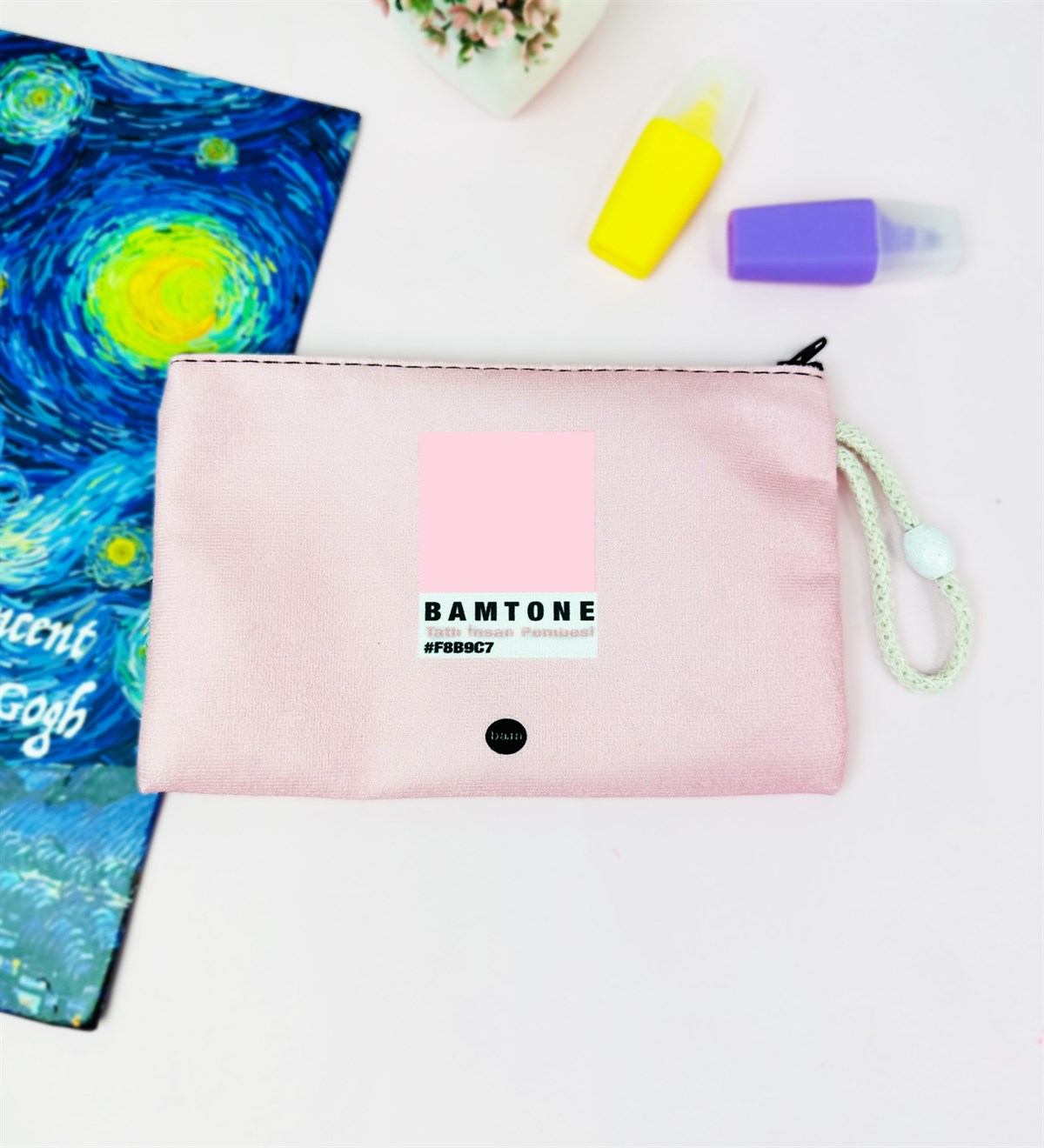 Bam Tone Tatlı İnsan Pembesi Tasarımlı Bez Kalemlik CüzdangiftmodaGmklm100218	