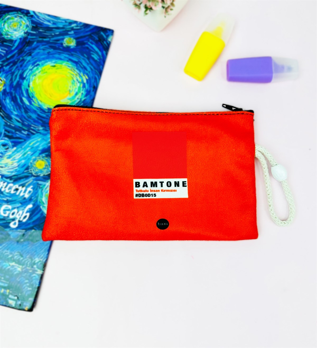Bam Tone Tutkulu İnsan Kırmızısı Tasarımlı Bez Kalemlik CüzdangiftmodaGmklm100219