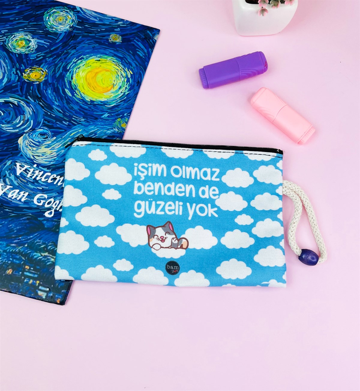 İşim Olmaz Benden De Güzeli Yok Tasarımlı Bez Kalemlik CüzdangiftmodaGmklm100038