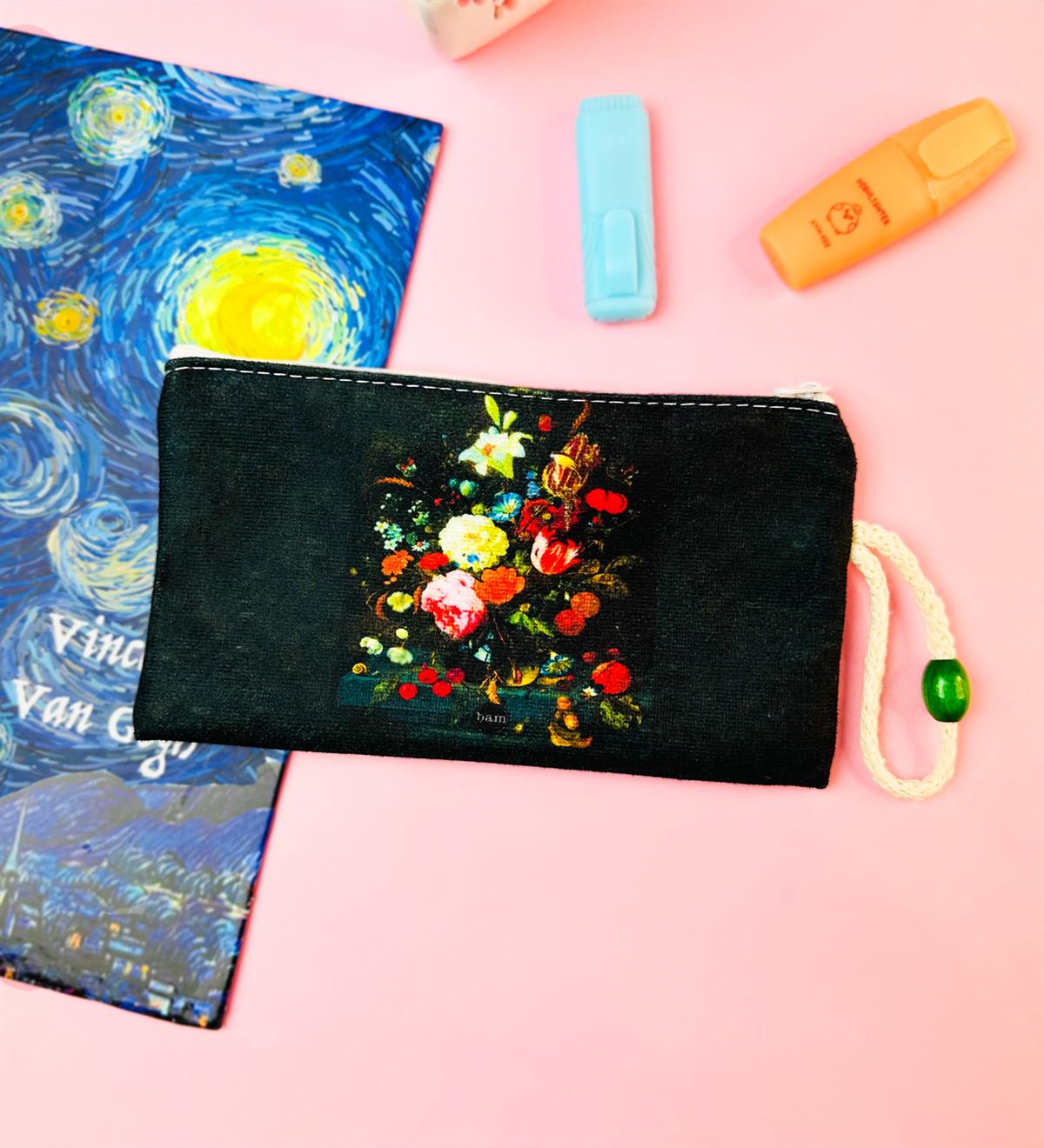 Çiçek Art Tasarımlı Bez Kalemlik CüzdangiftmodaGmklm100225