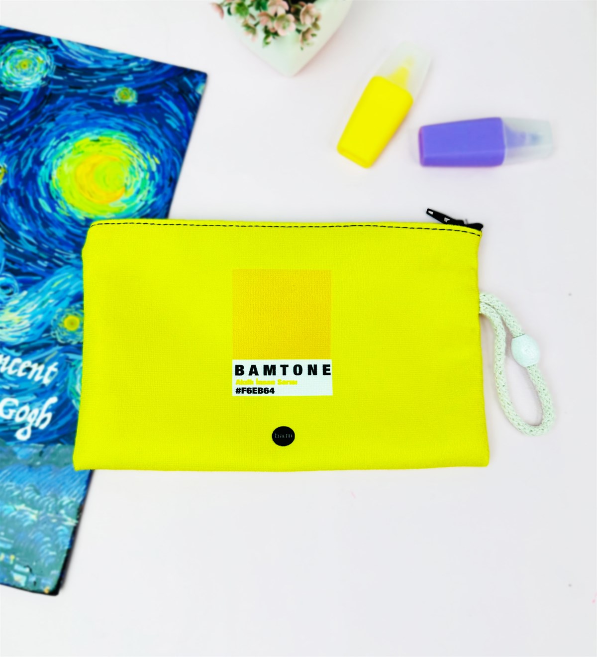 Bam Tone Akıllı İnsan Sarısı Tasarımlı Bez Kalemlik CüzdangiftmodaGmklm100222
