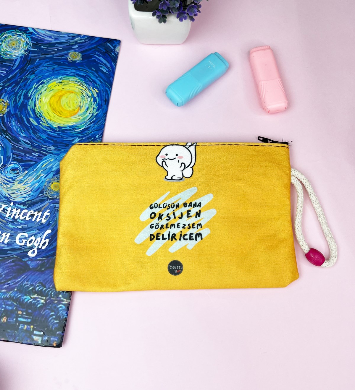 Gülüşün Bana Oksijen Tasarımlı Bez Kalemlik CüzdangiftmodaGmklm100166