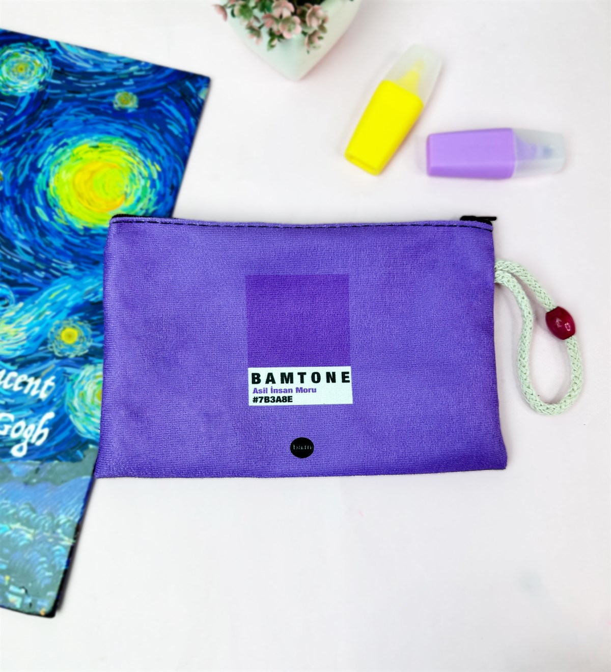 Bam Tone Asil İnsan Moru Tasarımlı Bez Kalemlik CüzdangiftmodaGmklm100220