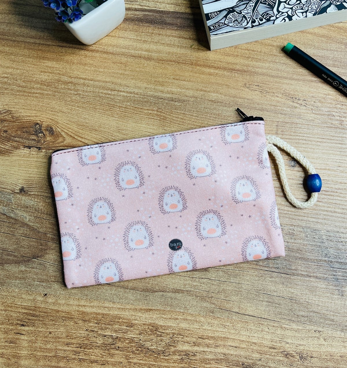 Sevimli Kirpi Tasarımlı Bez Kalemlik CüzdangiftmodaGmklm100033