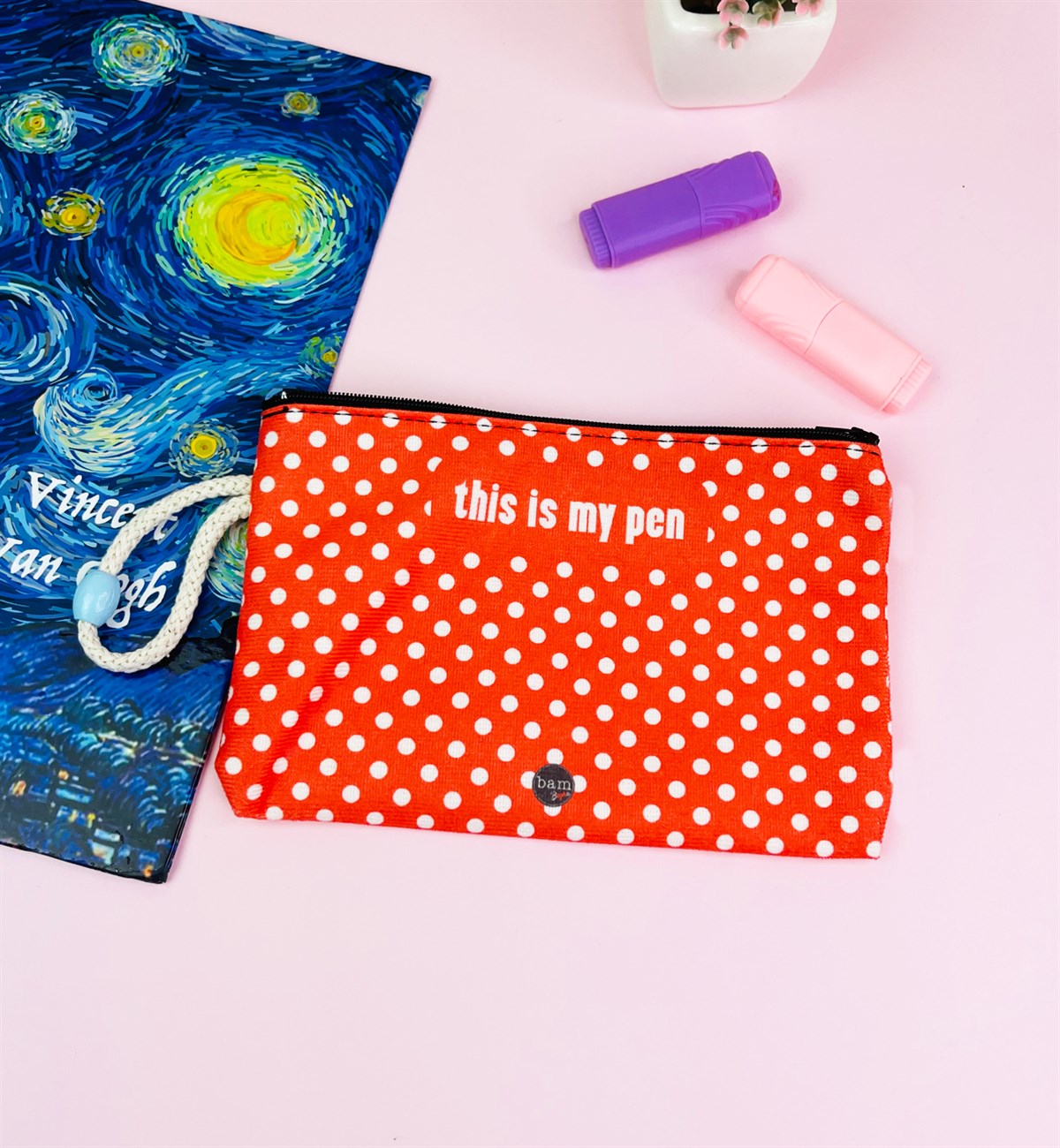 Puantiye Tasarımlı Bez Kalemlik CüzdangiftmodaGmklm100056