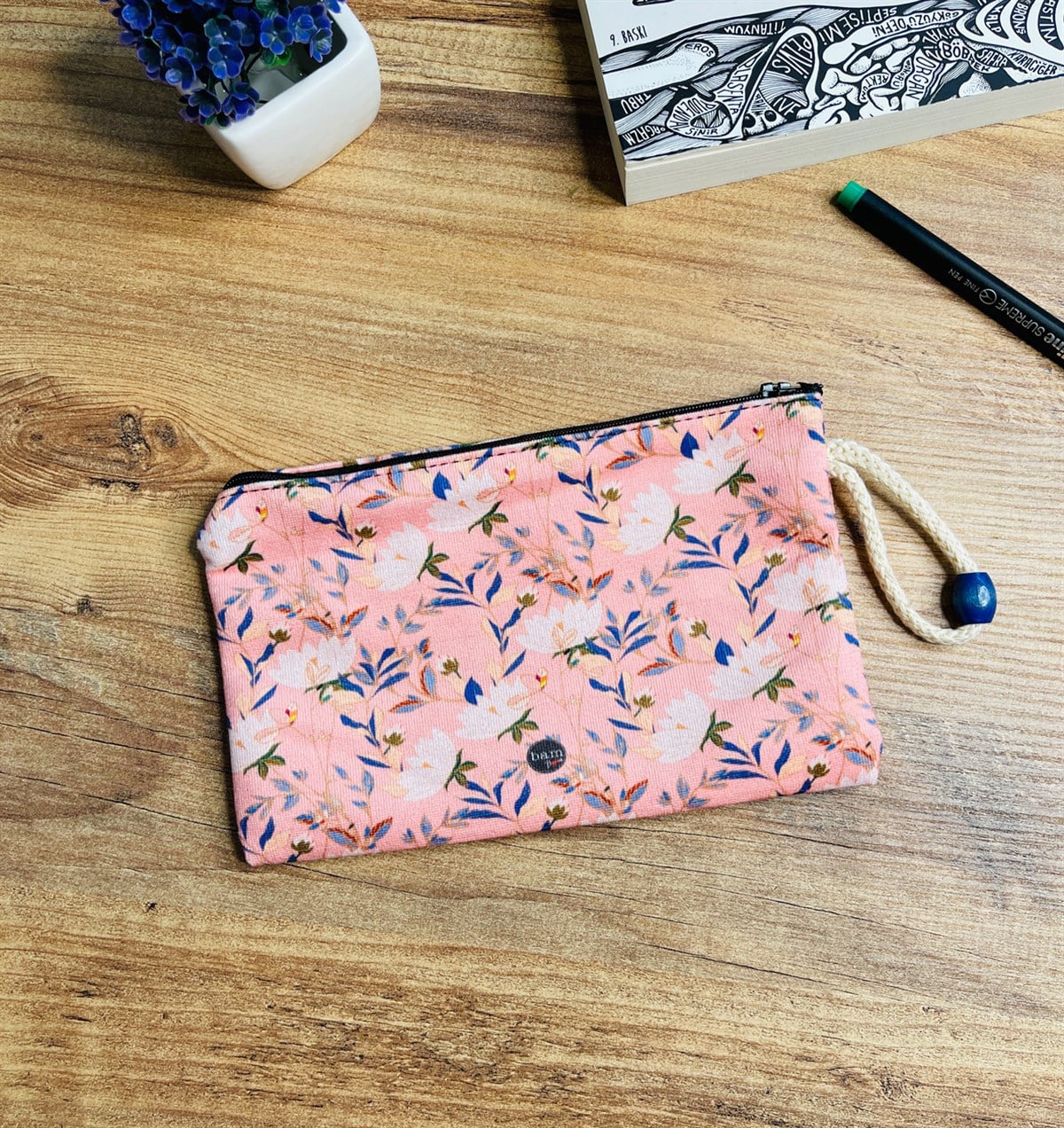 Çiçek Tasarımlı Bez Kalemlik CüzdangiftmodaGmklm100029