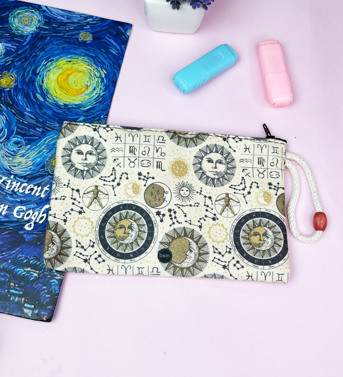 Tarot Ay Ve Güneş Tasarımlı Bez Kalemlik CüzdangiftmodaGmklm100168