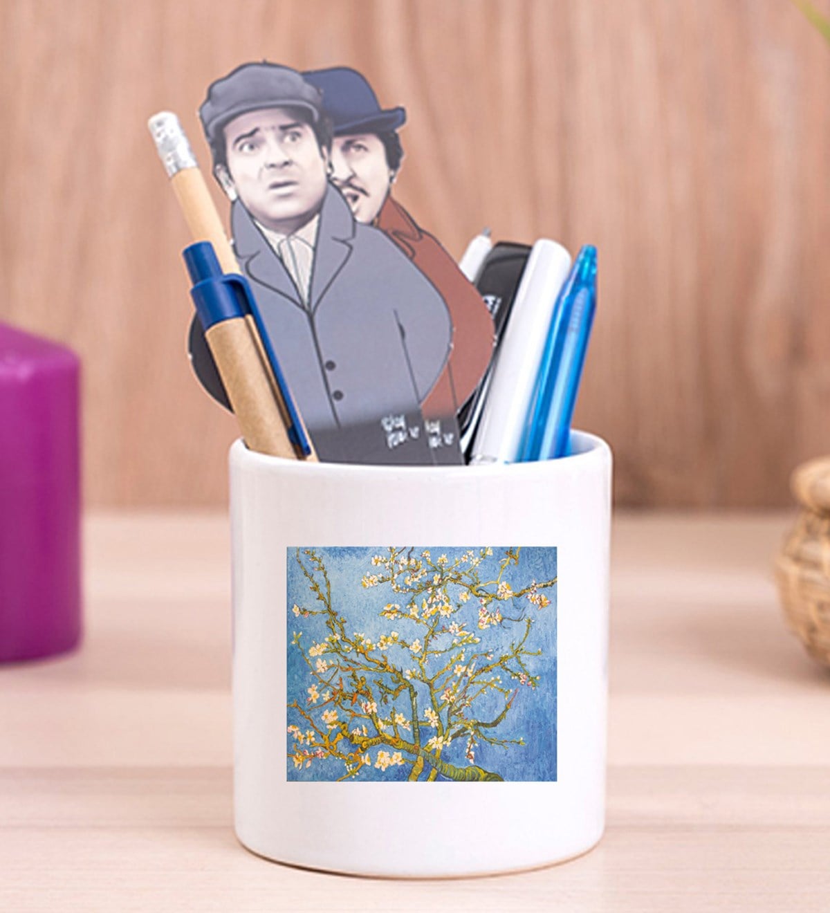 Badem Çiçeği Tasarımlı Seramik KalemlikgiftmodaGmklm100072