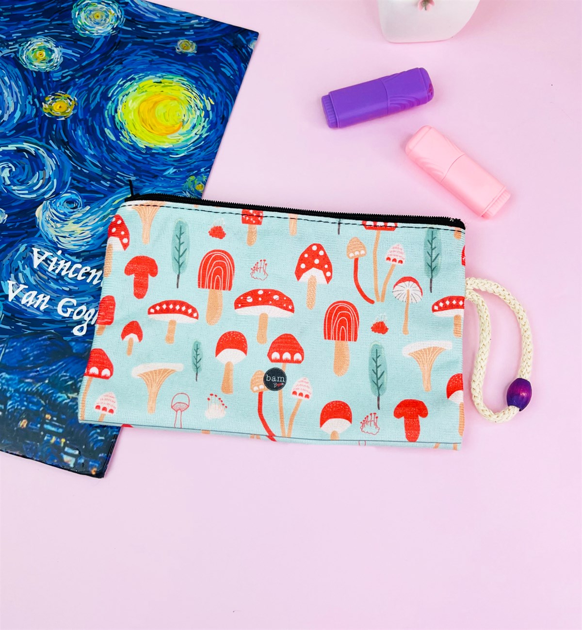 Mantar Tasarımlı Bez Kalemlik CüzdangiftmodaGmklm100040