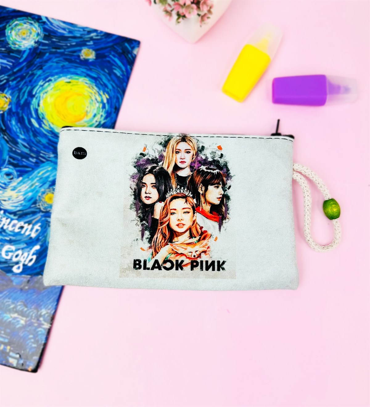Girl Black Pink Tasarımlı Bez Kalemlik CüzdangiftmodaGmklm100207