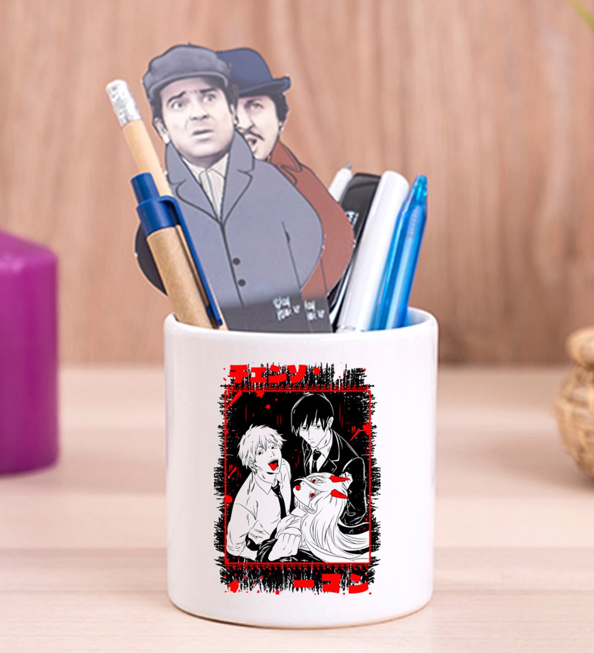 China Saw Man Grunge Anime Tasarımlı Seramik KalemlikgiftmodaGmklm100087