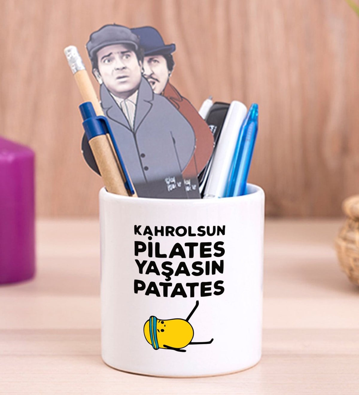 Kahrolsun Pilates Yaşasın Patates Tasarımlı Seramik Kalemlik	giftmodaGmklm100115