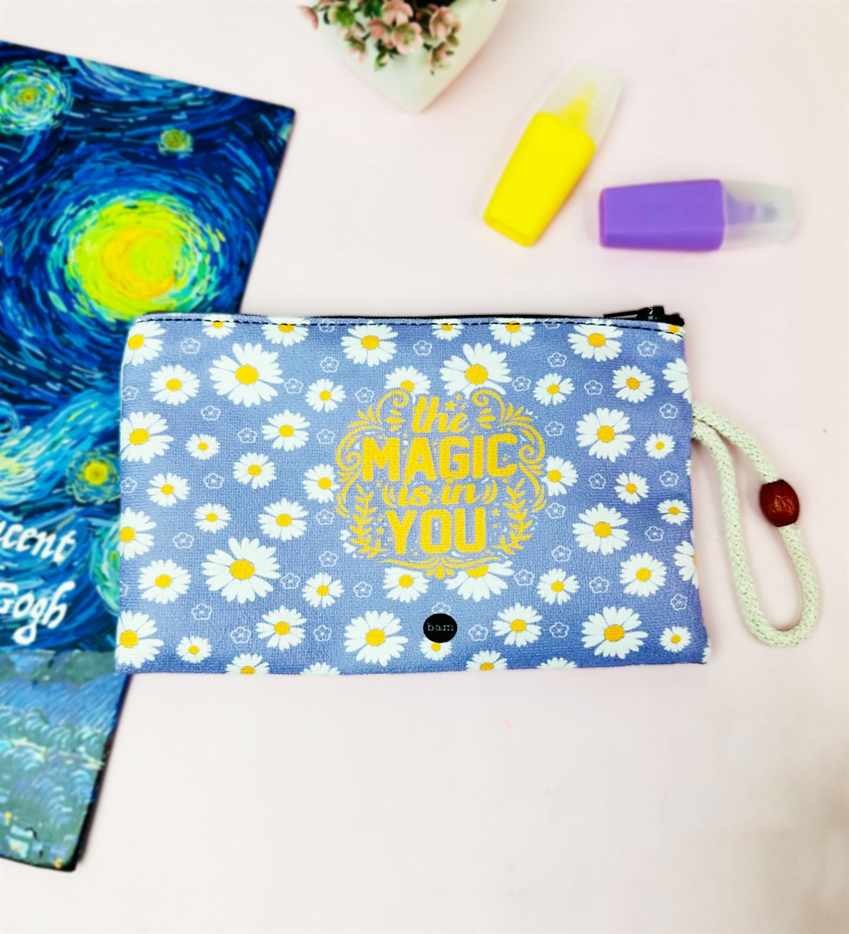 Papatya Motto Tasarımlı Bez Kalemlik CüzdangiftmodaGmklm100214