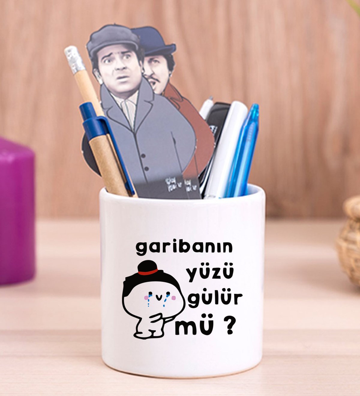 Garibanın Yüzü Gülermi Tasarımlı Seramik KalemlikgiftmodaGmklm100100