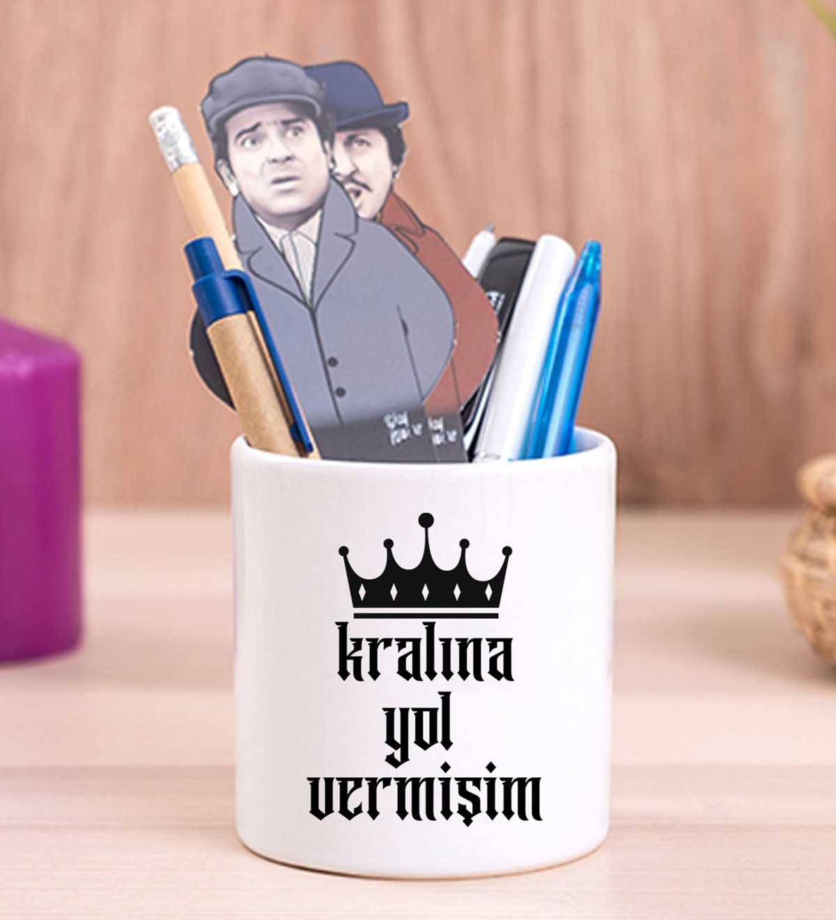 Kralına Yol Vermişim Tasarımlı Seramik KalemlikgiftmodaGmklm100125