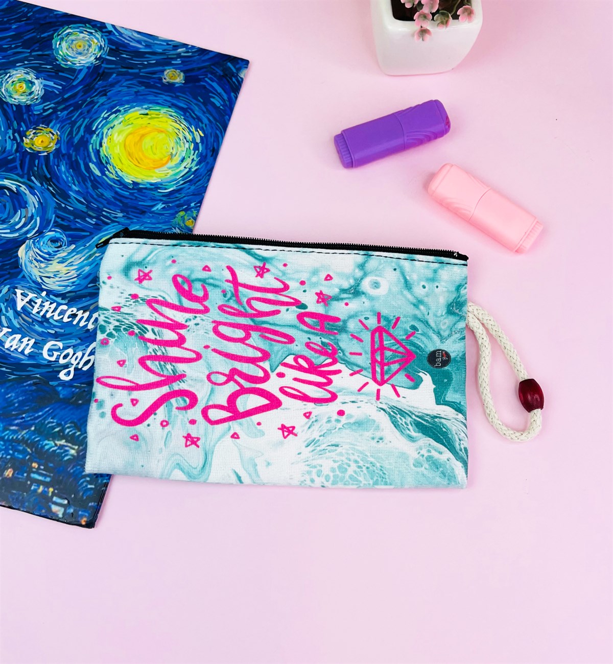 Elmas Motto Tasarımlı Bez Kalemlik CüzdangiftmodaGmklm100043