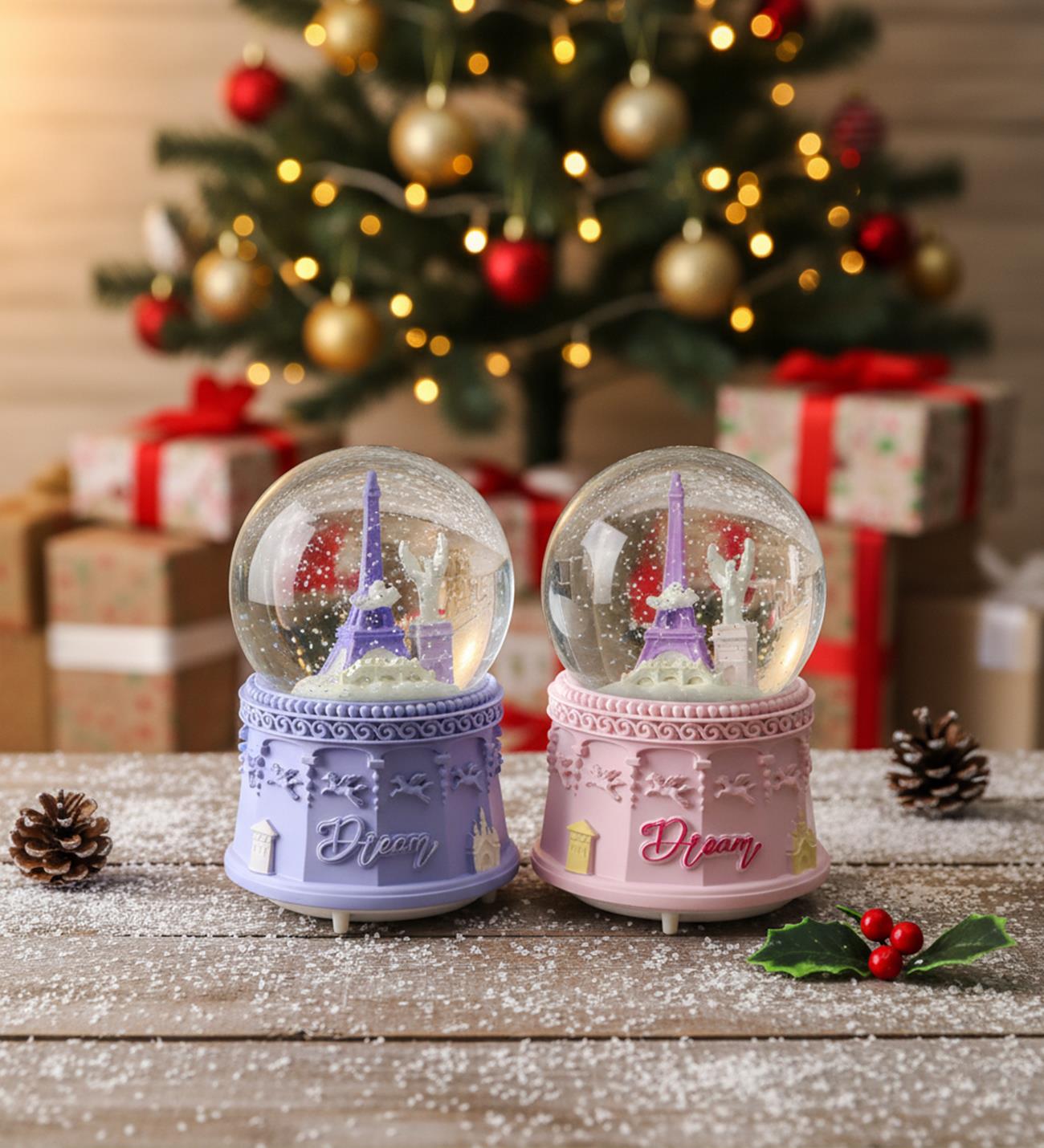 Büyük Boy Işıklı Müzikli Eiffel Dream Kar KüresigiftmodaBM-1913	