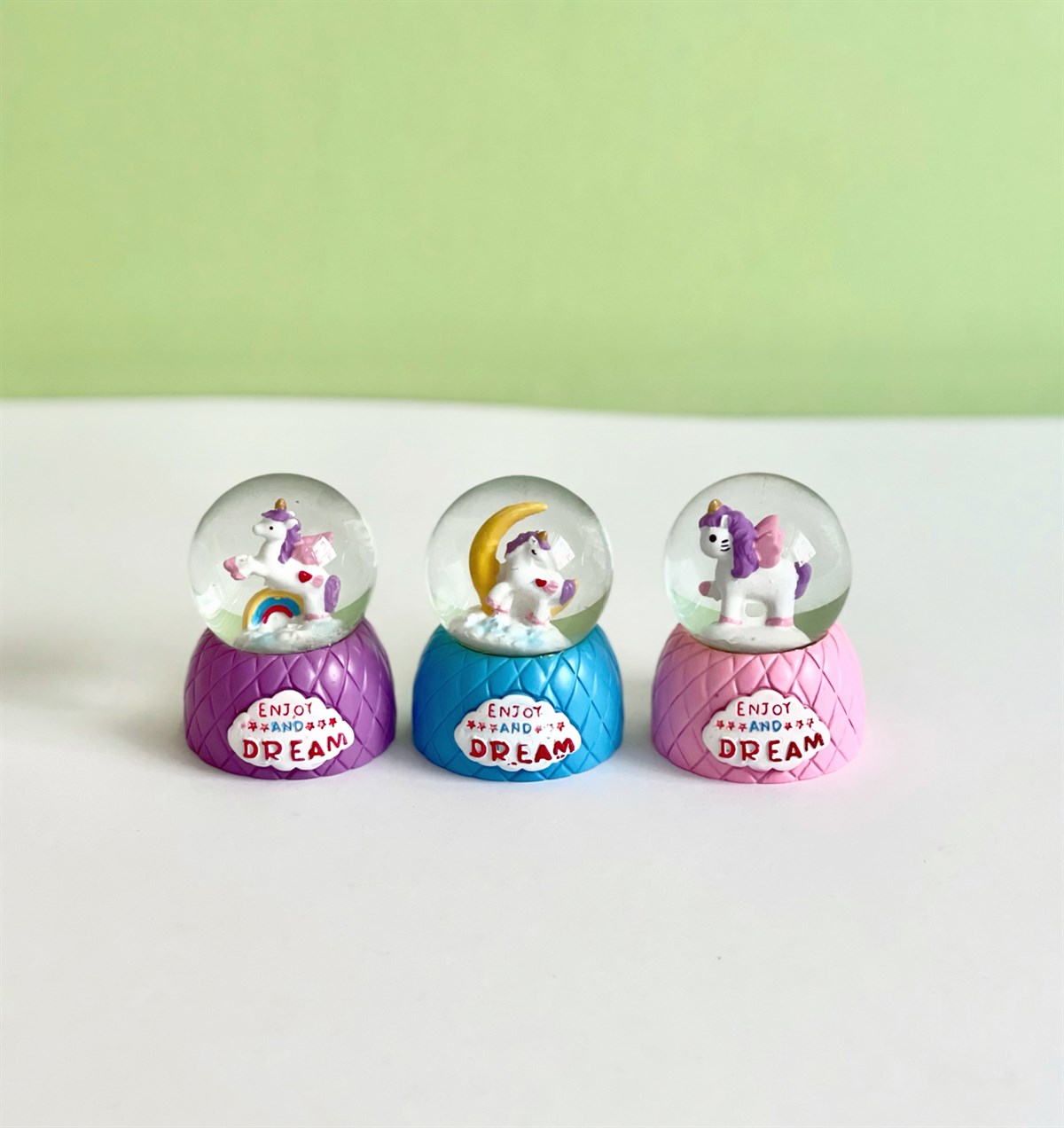 Tadını Çıkar Ve Hayal Et Unicorn Tasarımlı Mini Boy Kar KüresigiftmodaGM-4270