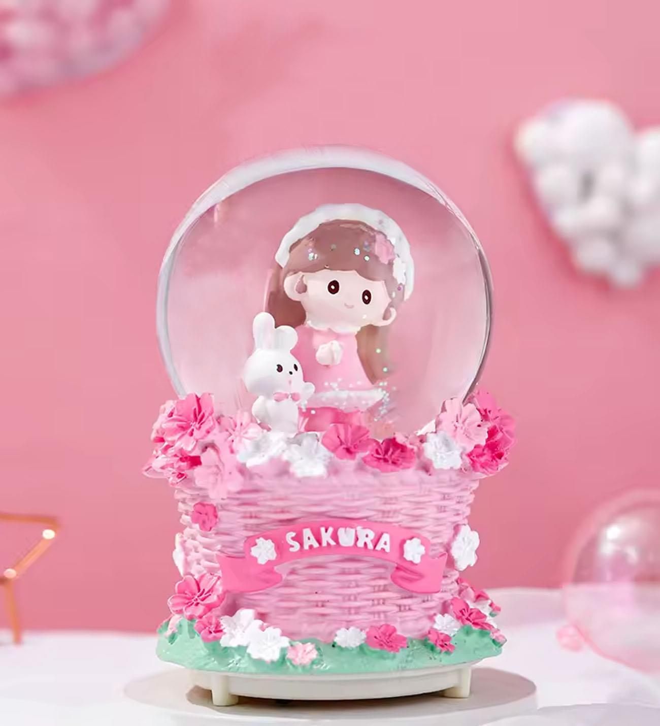 Orta Boy Işıklı Müzikli Sakura Kar KüresigiftmodaBM-1923	