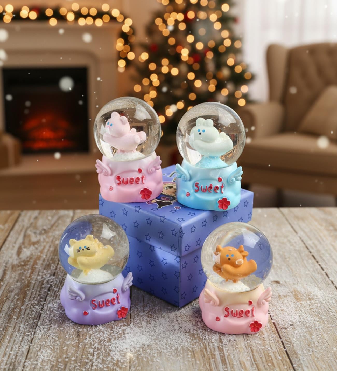 Mini Işıklı Sevimli Hayvan Kar KüresigiftmodaBM-1906	