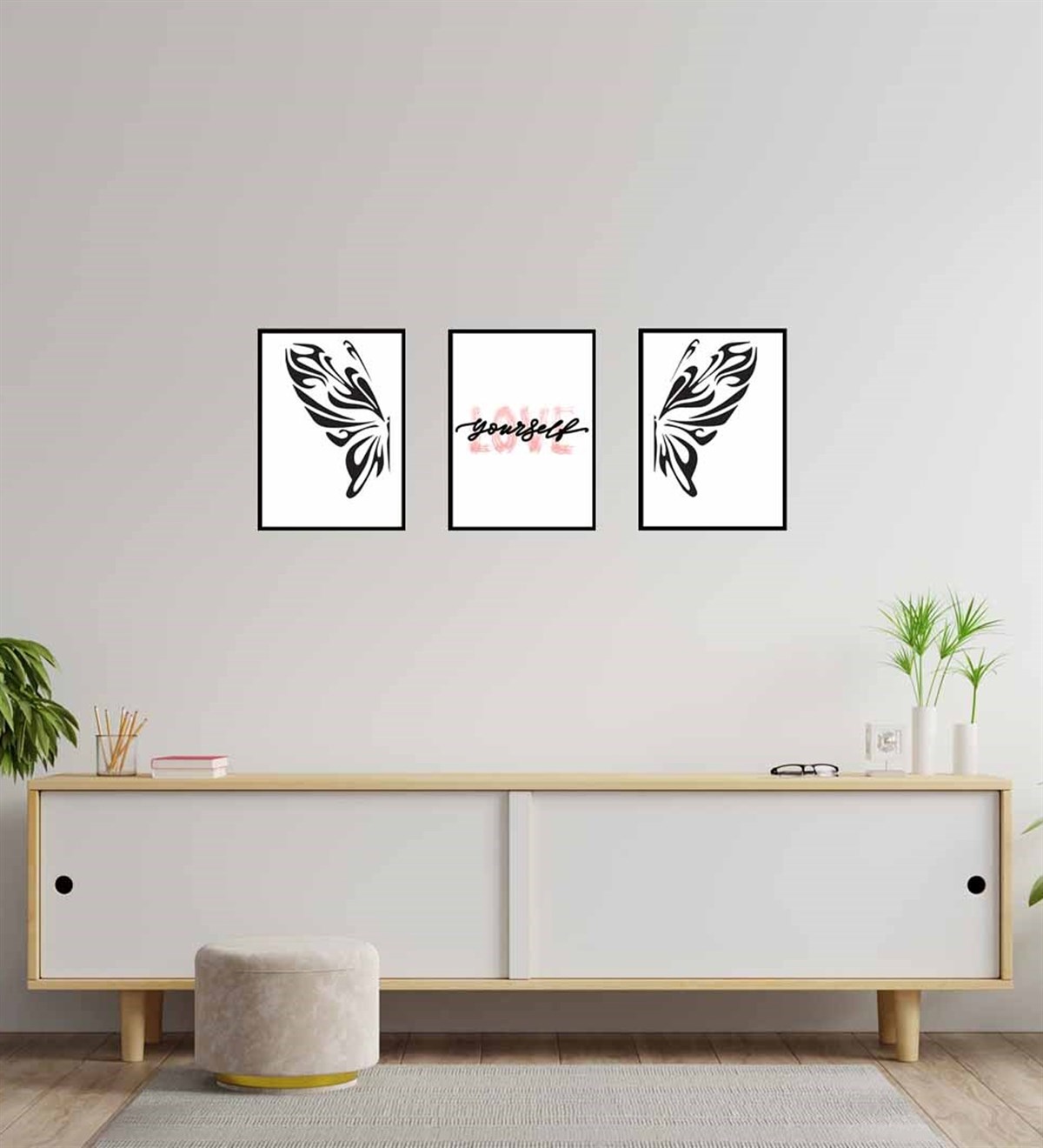 Kelebek Motto Tasarım Duvar Panosu 3'lü SetGiftmodaGM-P-12	