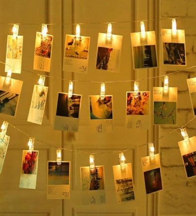 Kişiye Özel 20 Fotoğraflı Işıklı Mandallı Duvar Albümü